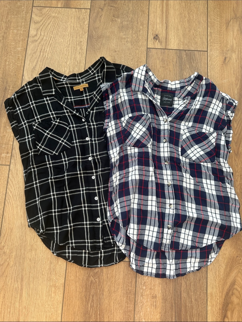Jachs Plaid Button-Front Shirts - Black & Navy/White Bundle!